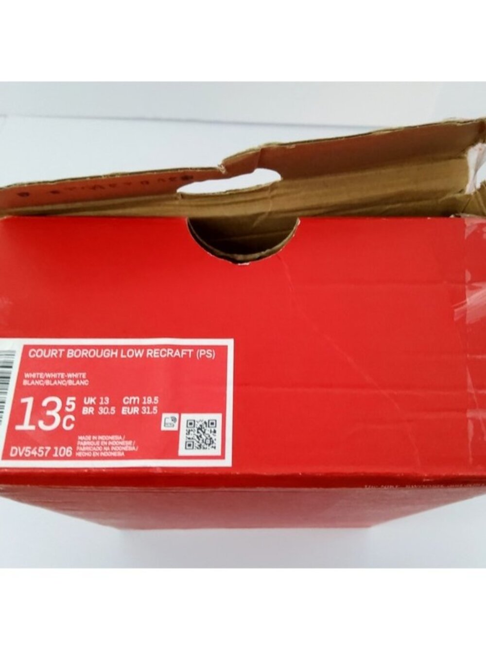 NIKE Boy's Sneaker Low Court Borough Low Recraft White White White Size 13.5C - Picture 8 of 8